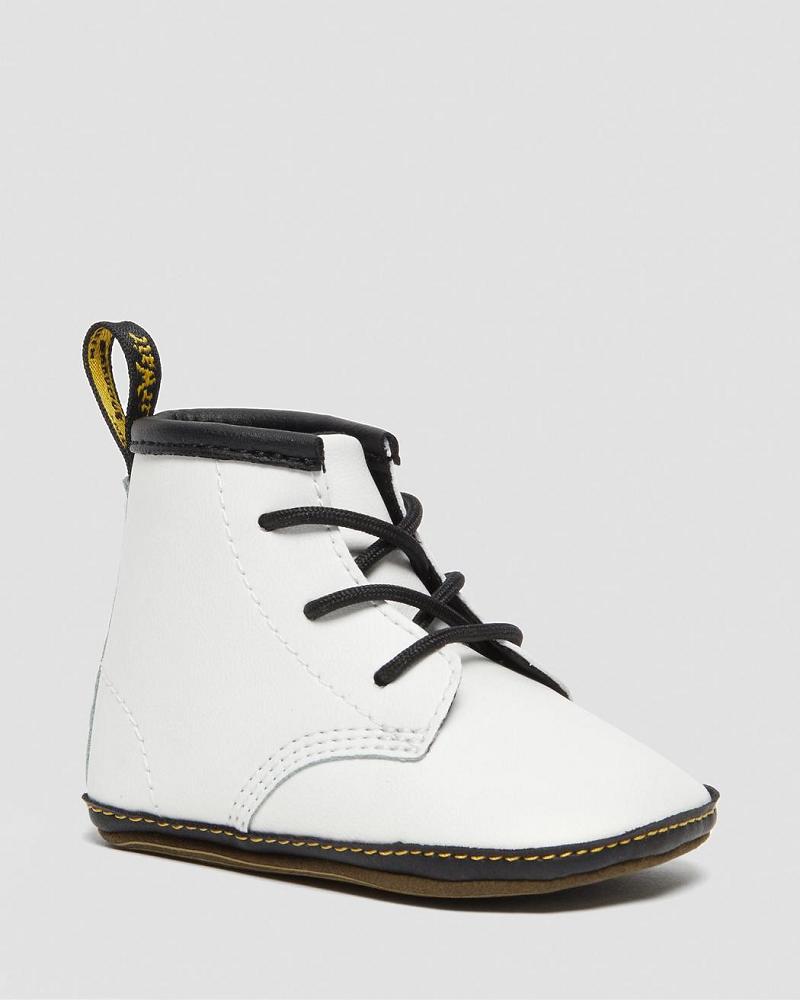 White Kids\' Dr Martens Newborn 1460 Auburn Leather Booties Casual Boots | CA 661WNB